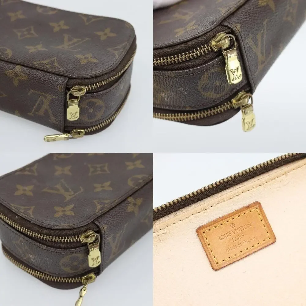 Louis Vuitton Monogram Trousse Brush PM Cosmetic Pouch Brown